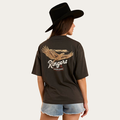 RINGERS WESTERN WOMENS Eureka Charcoal Oversize tee