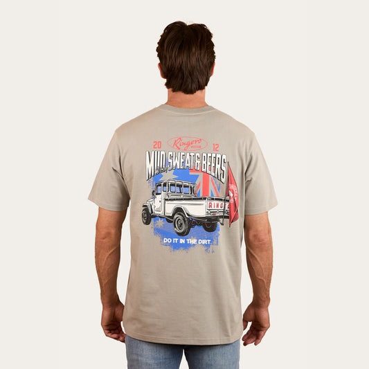 RINGERS WESTERN MUD SWEAT BEERS MENS LOOSE FIT T-SHIRT - CEMENT