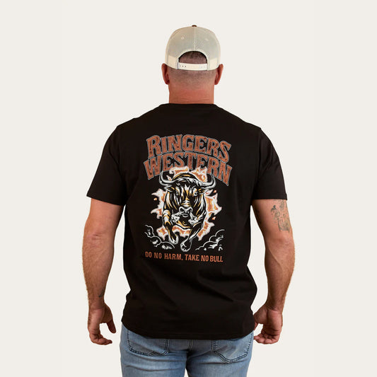 RINGERS WESTERN DO NOT HARM TAKE NO BULLS MENS LOOSE FIT T-SHIRT - BLACK
