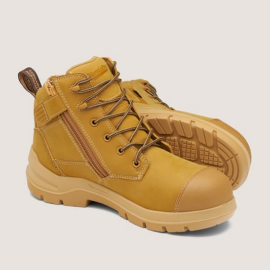 BLUNDSTONE #7599 UNISEX DURAFIT SAFETY ZIP WATERPROOF BOOT  - WHEAT