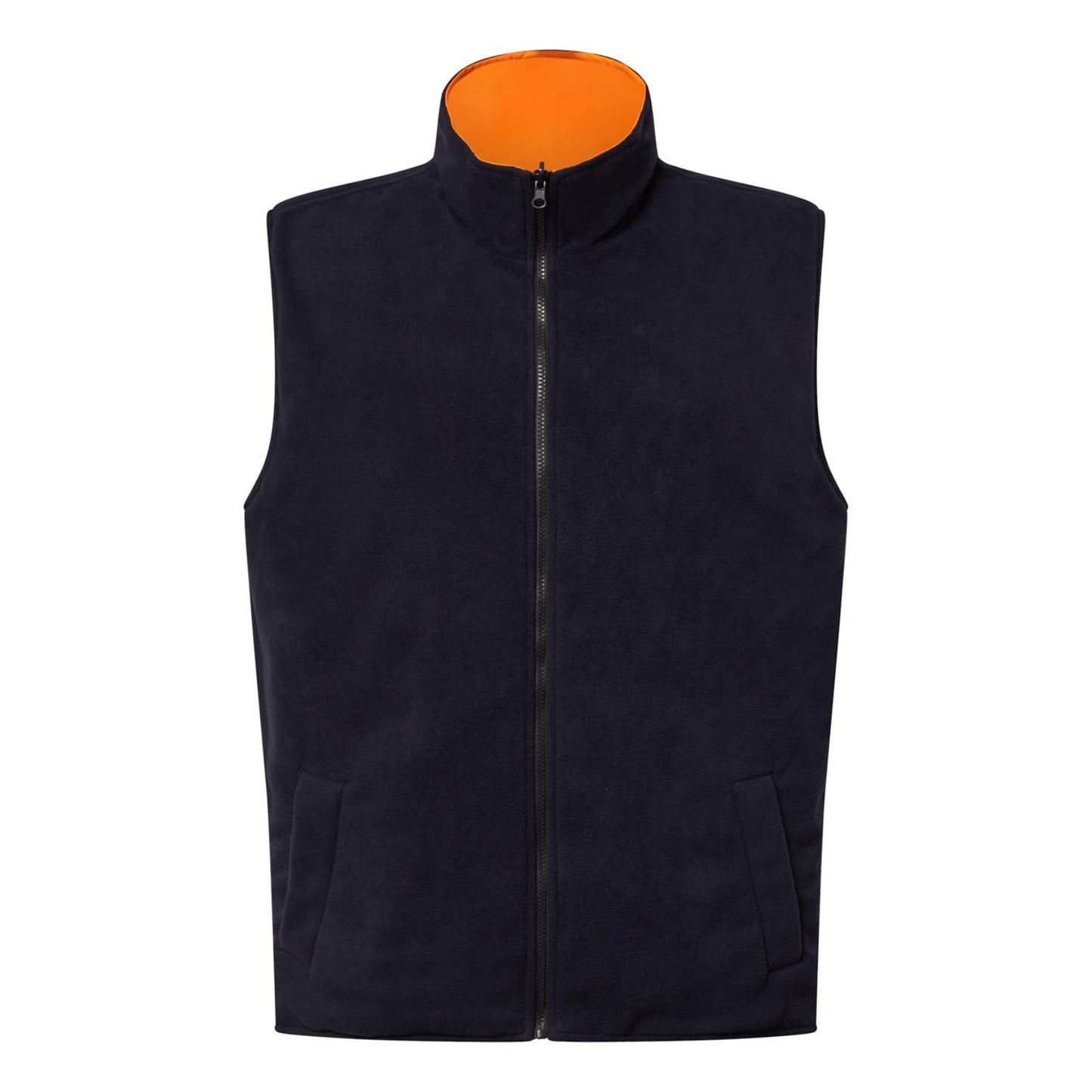 WORCRAFT HI VIS REVERSIBLE FLEECE REFLECTIVE TAPED VEST - NAVYY/ORANGE