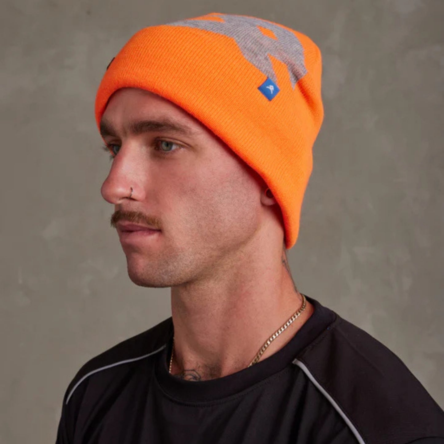 ANTHEM KNIT LOGO BEANIE HI VIS ORANGE