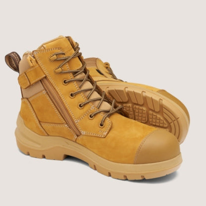 BLUNDSTONE #7560 UNISEX DURAFIT SAFETY ZIP BOOT - WHEAT
