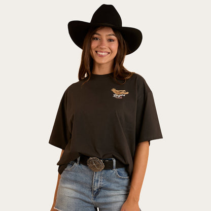 RINGERS WESTERN WOMENS Eureka Charcoal Oversize tee
