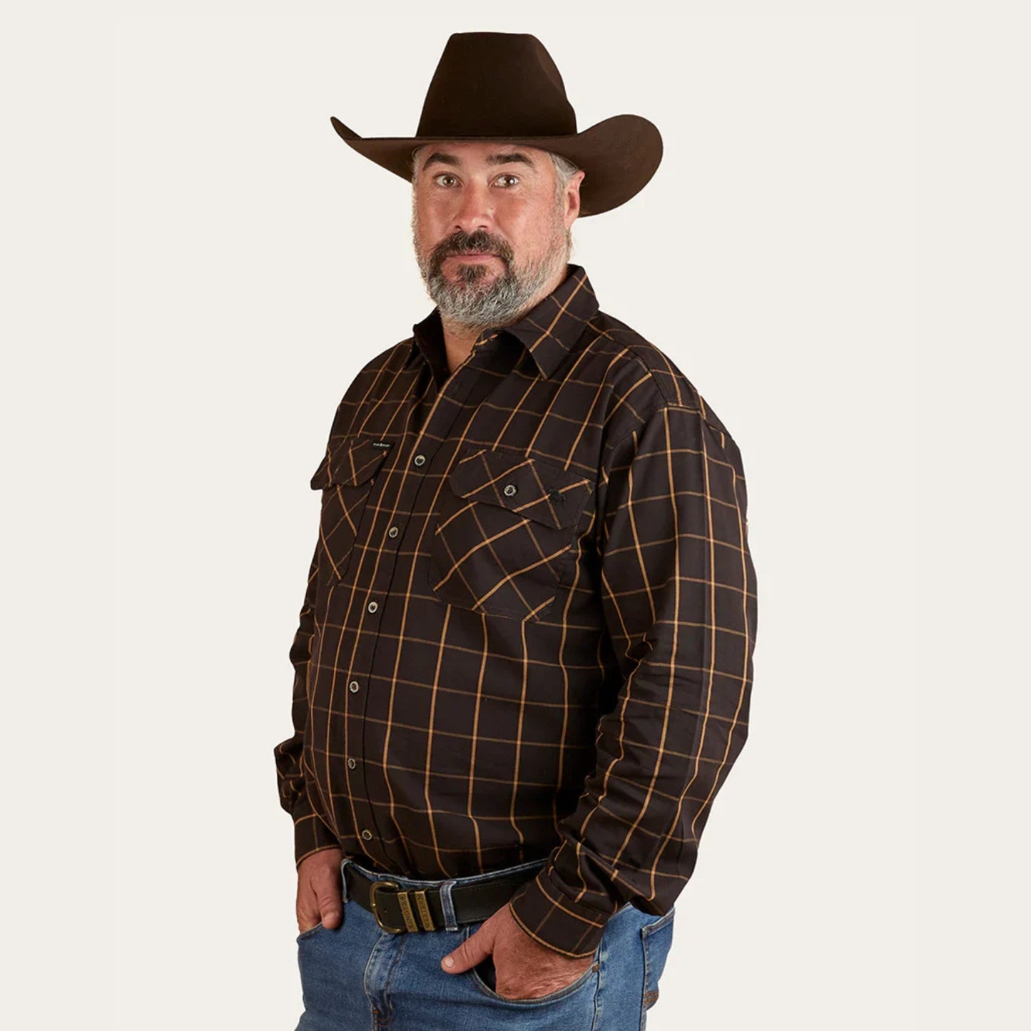 RINGERS WESTERN RICHMOND FULL BUTTON WORK SHIRT - CHARCOAL