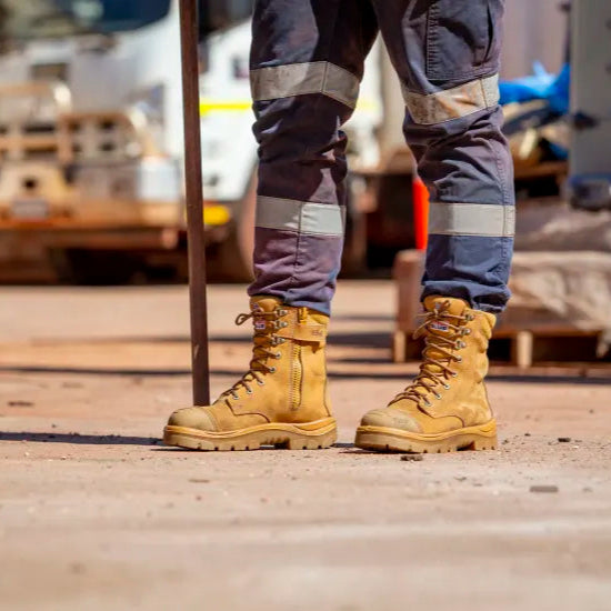 Steel Blue high leg work boots | Portland Zip: Scuff Cap - Wheat