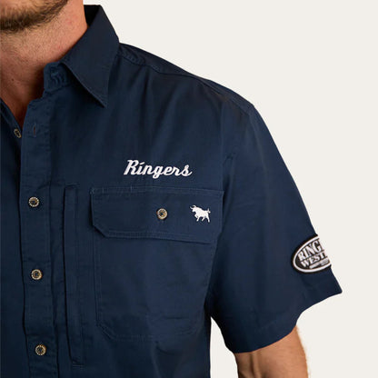 Big Rig Mens Short Sleeve Dress Shirt - NAVY