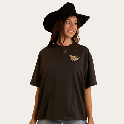 RINGERS WESTERN WOMENS Eureka Charcoal Oversize tee
