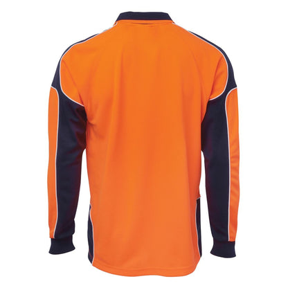 JB'S HI VIS L/S ARM PANEL POLO - ORANGE/BLACK