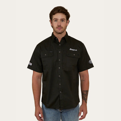 Big Rig Mens Short Sleeve Dress Shirt - Charcoal