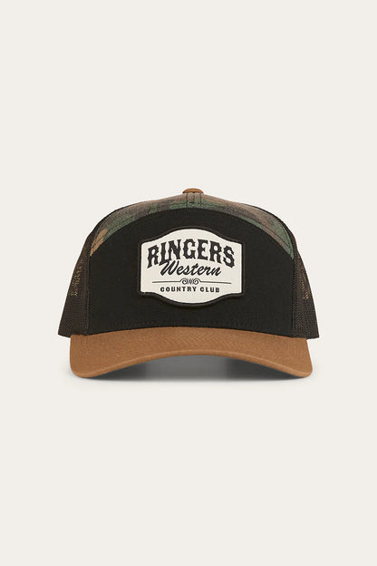 COUNTRY CLUB 7 PANEL CAP - BLACK/CAMO
