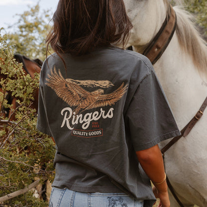RINGERS WESTERN WOMENS Eureka Charcoal Oversize tee
