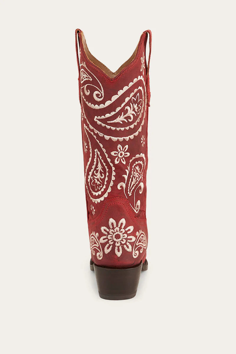 RINGERS WESTERN  OLIVIA WOMENS CUBAN HEEL WESTERN BOOT - RED