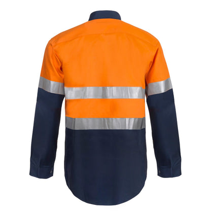 WORKCRAFT CSR TAPED COTTON SHIRT - NAVYY/ORANGE