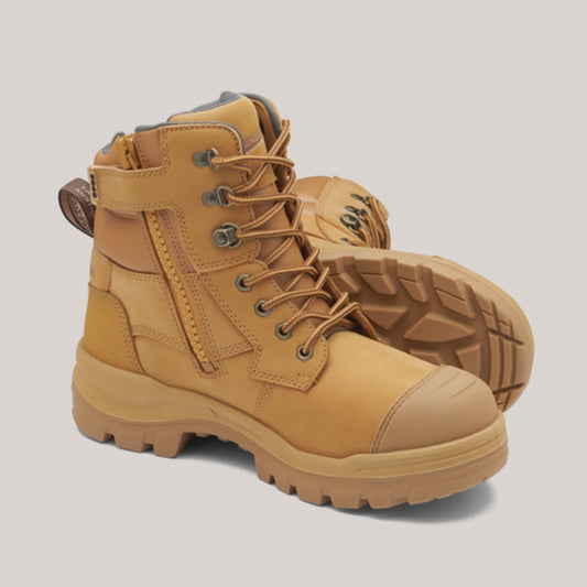 BLUNDSTONE #8060 - ROTOFLEX SAFETY UNISEX NUBUCK ZIP SIDED SAFETY BOOTS - WHEAT