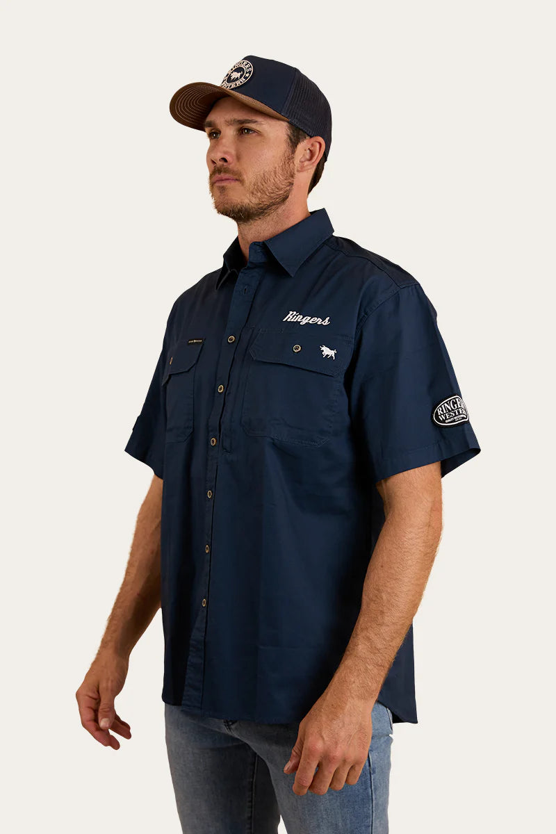 Big Rig Mens Short Sleeve Dress Shirt - NAVY