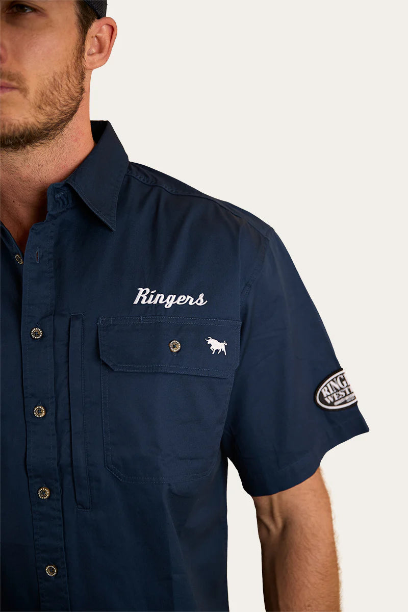 Big Rig Mens Short Sleeve Dress Shirt - NAVY