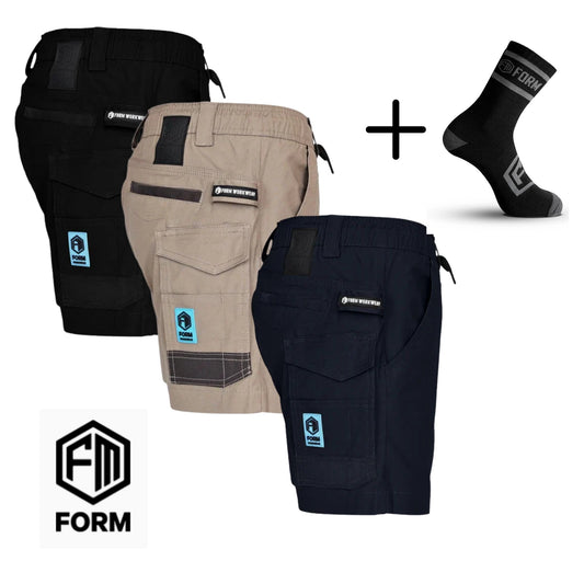2 PAIRS OF FORM ELASTIC WORK SHORTS + FORM SOCKS