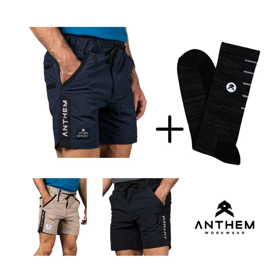 2 PAIRS ANTHEM TRIUMPH SHORTS + 1 PAIR OF SOCKS