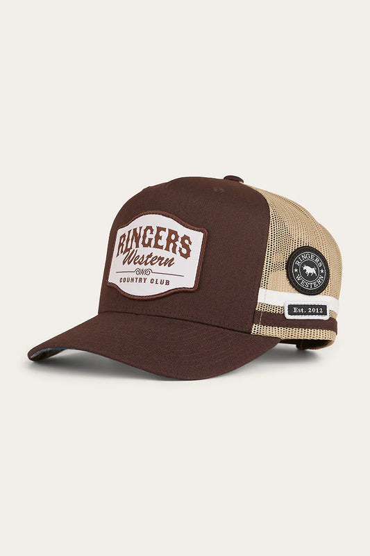 RINGERS WESTERN COUNTRY CLUB DEEP FIT TRUCKER CAP - SADDLE BROWN
