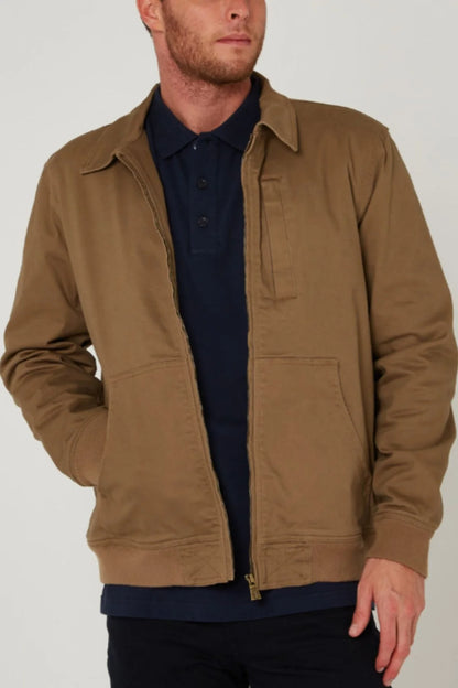 PILBARA MEN'S SHERPA BOMBER JACKET - WHISKY