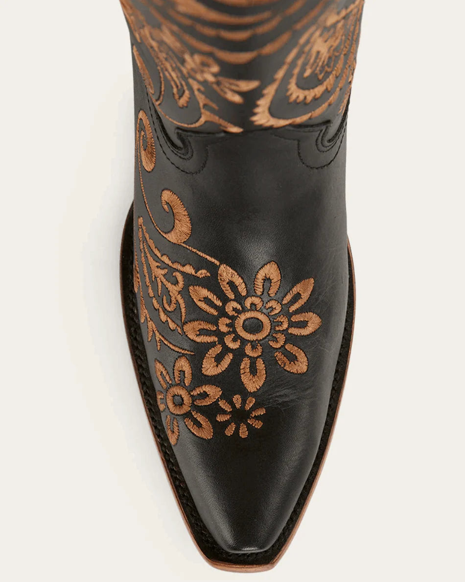 RINGERS WESTERN OLIVIA WOMENS CUBAN HEEL WESTERN BOOT - BLACK STONE