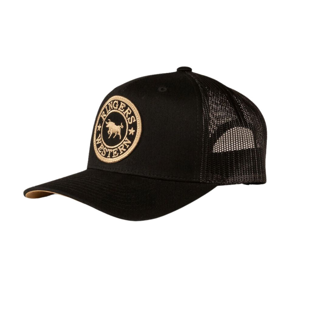 RINGERS WESTERN SIGNATURE BULL KIDS TRUCKER CAP - BLACK/GOLD