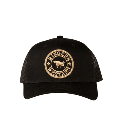 RINGERS WESTERN SIGNATURE BULL KIDS TRUCKER CAP - BLACK/GOLD