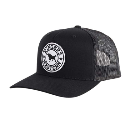 RINGERS WESTERN SIGNATURE BULL TRUCKER CAP BLACK / BLACK WHITE