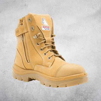 STEEL BLUE SOUTHERN CROSS ZIP TPU SCUFF CAP BOOTS WHEAT