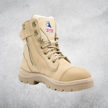 STEEL BLUE SOUTHERN CROSS ZIP TPU SCUFF CAP BOOTS - SAND