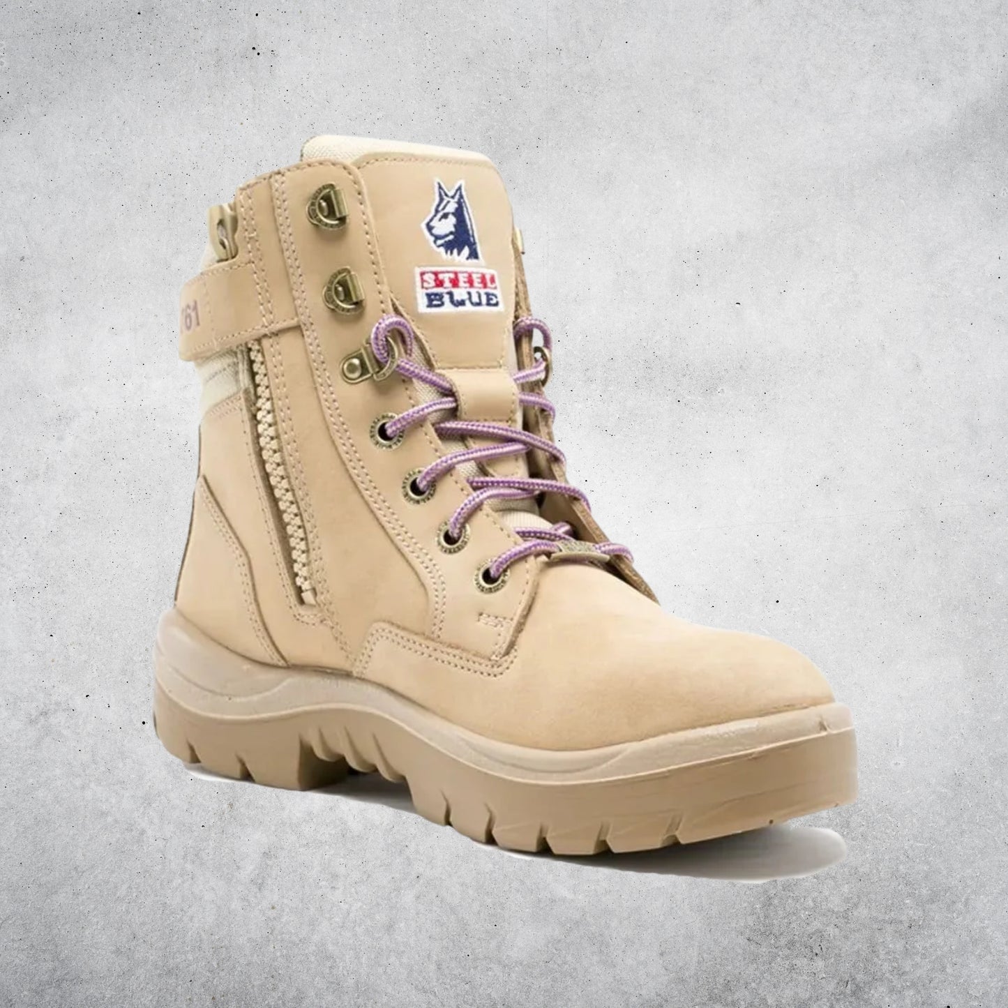 STEEL BLUE SOUTHERN CROSS ZIP LADIES BOOT - SAND