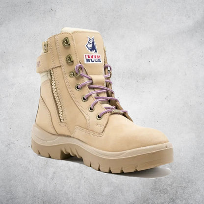 STEEL BLUE SOUTHERN CROSS ZIP LADIES BOOT - SAND