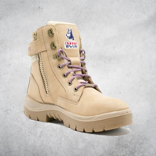 STEEL BLUE SOUTHERN CROSS ZIP LADIES BOOT - SAND