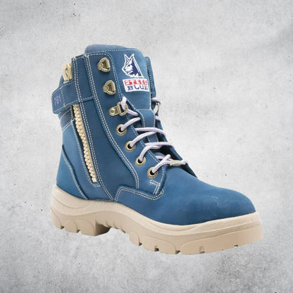 STEEL BLUE SOUTHERN CROSS ZIP LADIES BOOTS BLUE