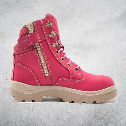 STEEL BLUE SOUTHERN CROSS ZIP LADIES BOOTS PINK