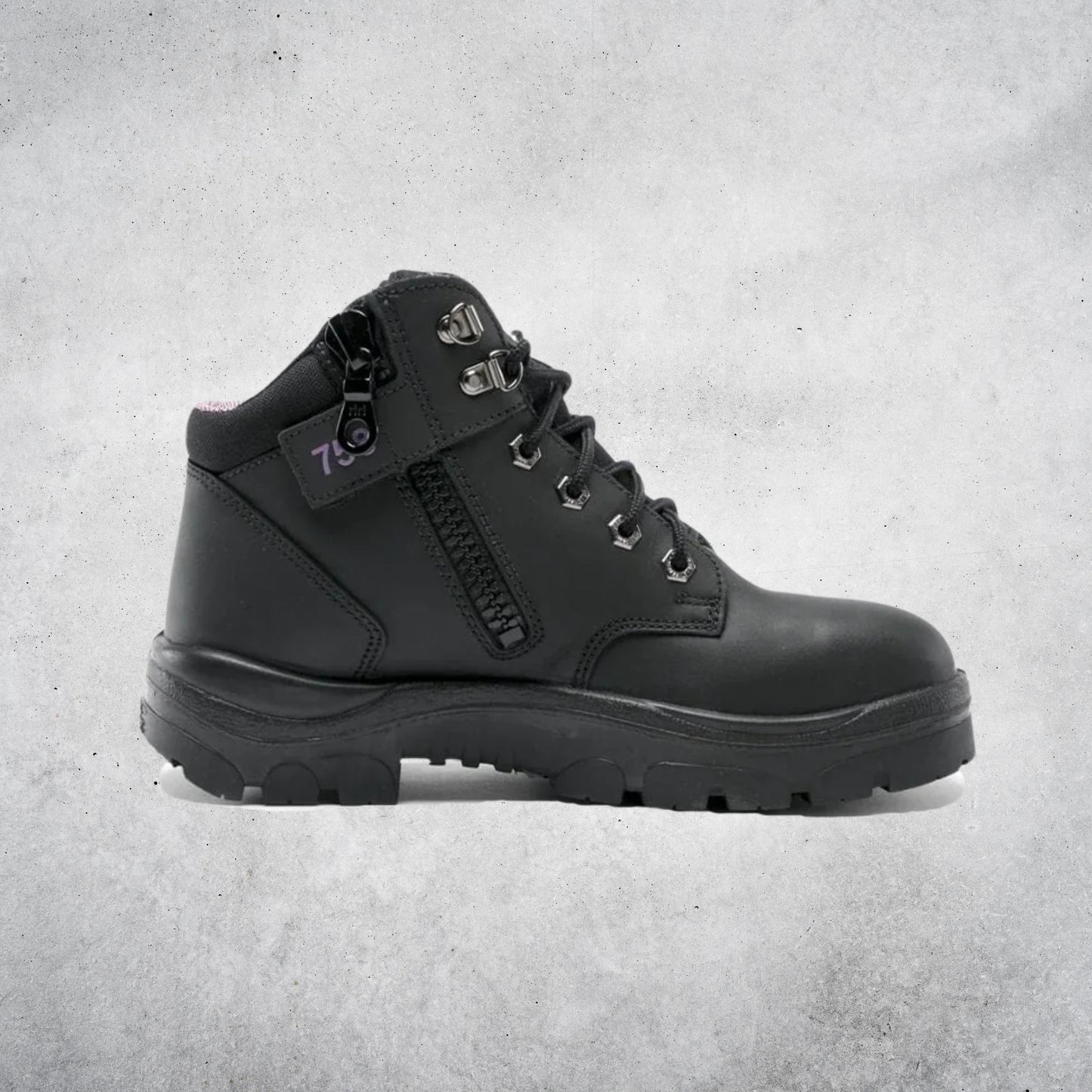 STEEL BLUE PARKES ZIP LADIES BOOTS - BLACK