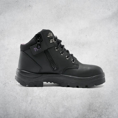 STEEL BLUE PARKES ZIP LADIES BOOTS - BLACK