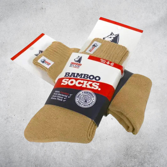 STEEL BLUE BAMBOO SOCKS SAND