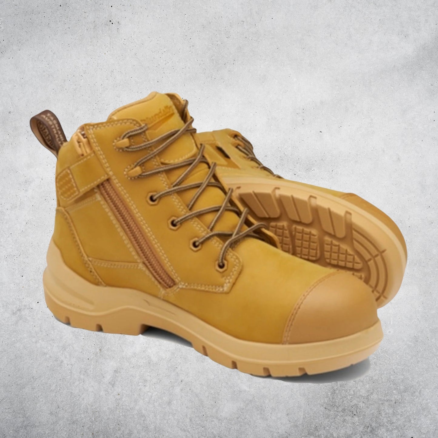 BLUNDSTONE #7599 UNISEX DURAFIT SAFETY ZIP WATERPROOF BOOT  - WHEAT