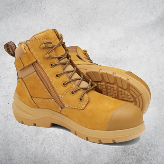 BLUNDSTONE #7560 UNISEX DURAFIT SAFETY ZIP BOOT - WHEAT