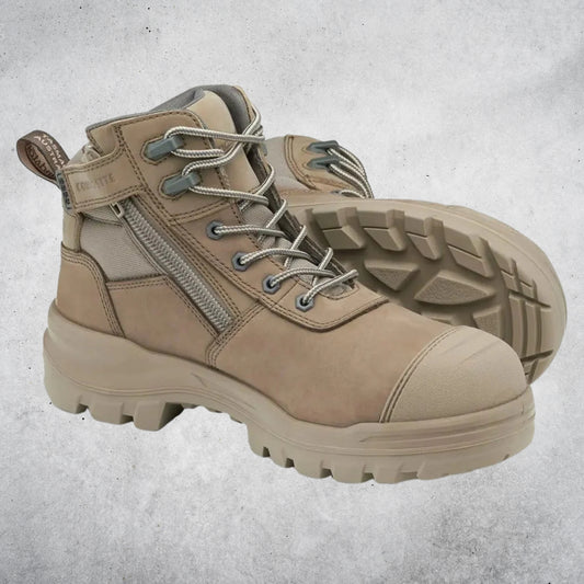 BLUNDSTONE #8553 ROTOFLEX 5in UNISEX TPU ZIPSIDE BOOTS STONE