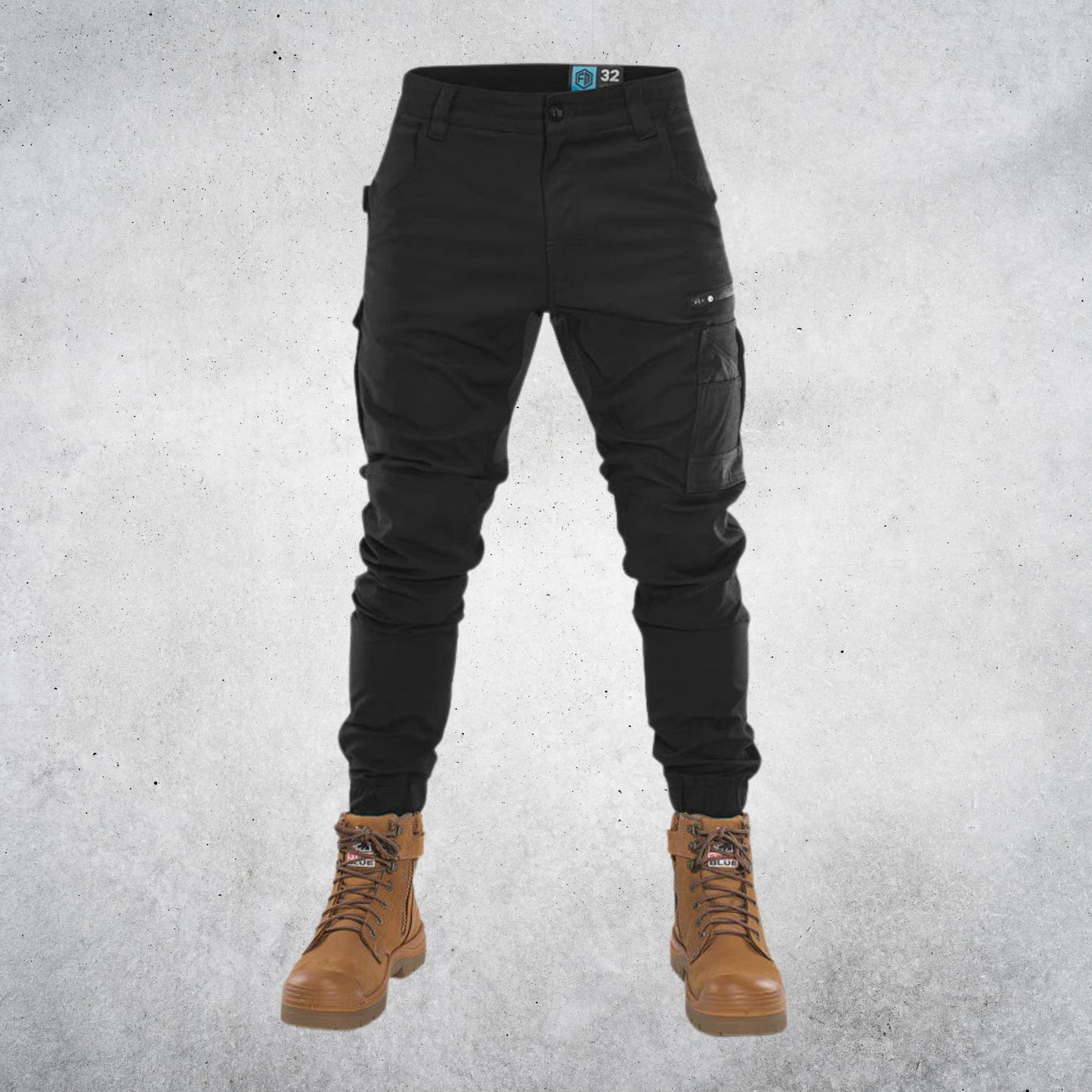 FORM | FB1 CUFFED WORK PANTS - BLACK