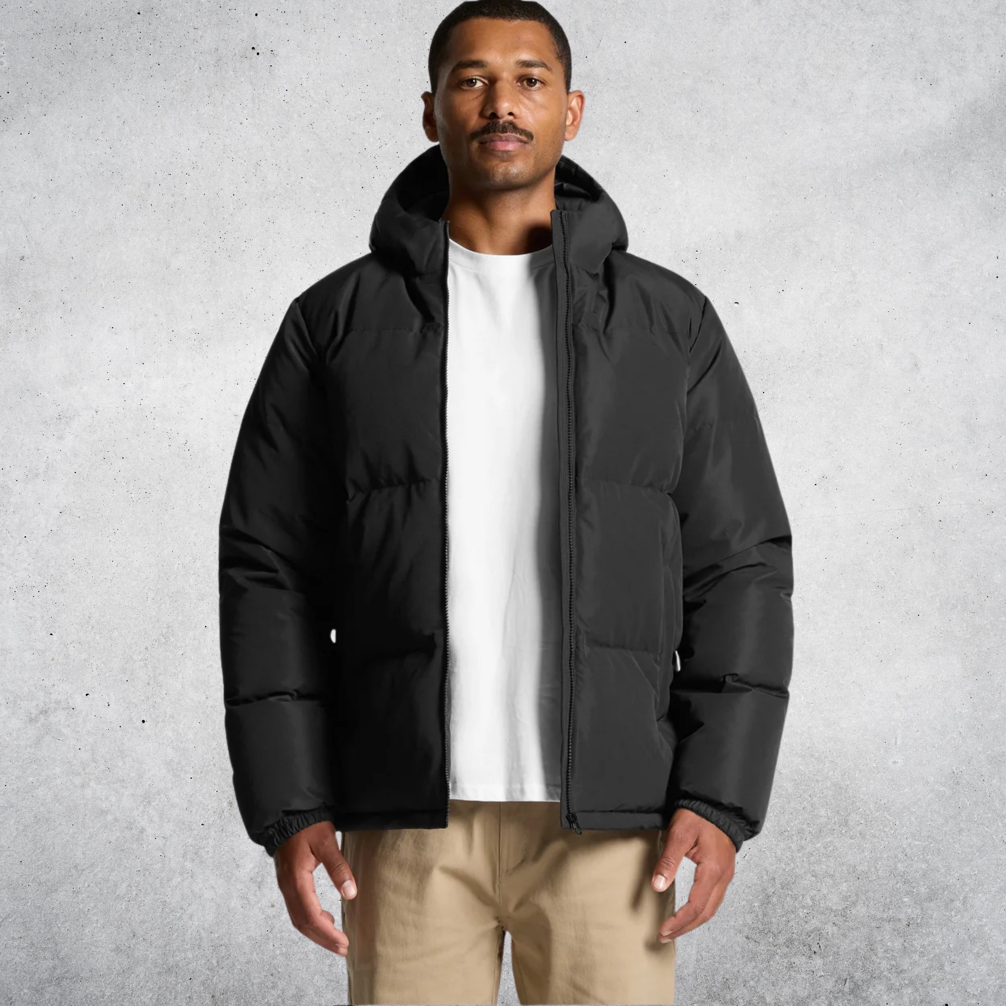 Juacket AS COLOUR HOODED PUFFER JACKET - BLACK – The Work Pit