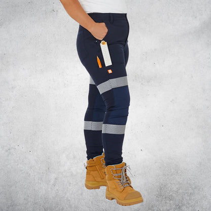 ZADIE WORKWEAR THE MIDDY PANT REFLECTIVE - NAVY TAPED