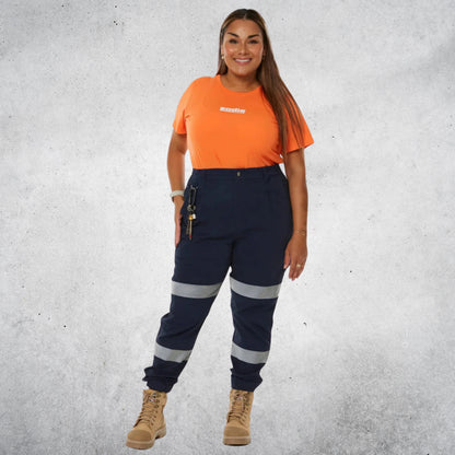 ZADIE WORKWEAR THE WORKZ PANT REFLECTIVE - NAVY TAPED