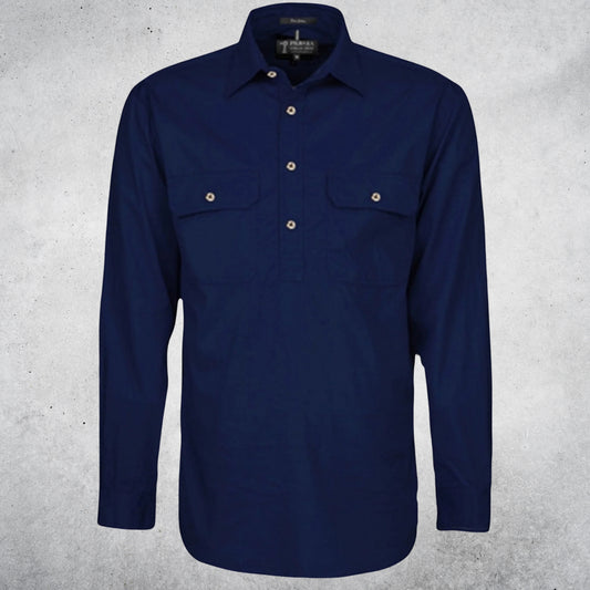 MENS PILBARA CLOSED FRONT LONG SLEEVE SHIRT