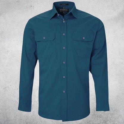 RITEMATE MENS PILBARA OPEN FRONT LONG SLEEVE SHIRT