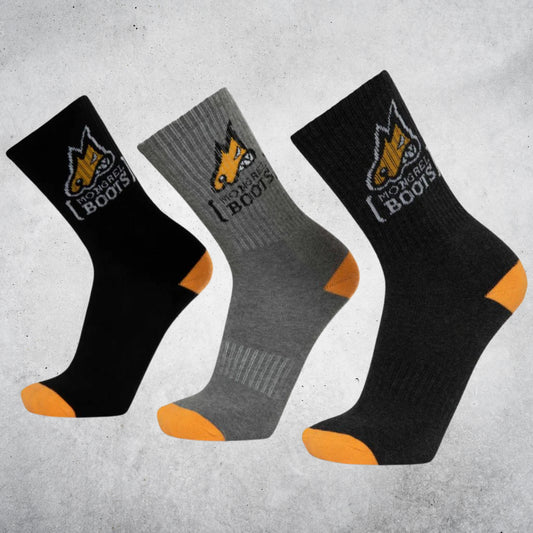 MONGREL COTTON SOCKS 5PK - GREY & BLACK
