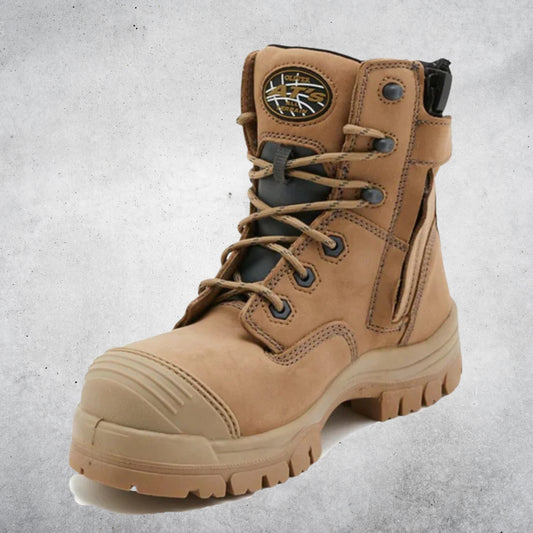 OLIVER 45 SERIES LACE UP ZIP SIDE WORK BOOTS - STONE